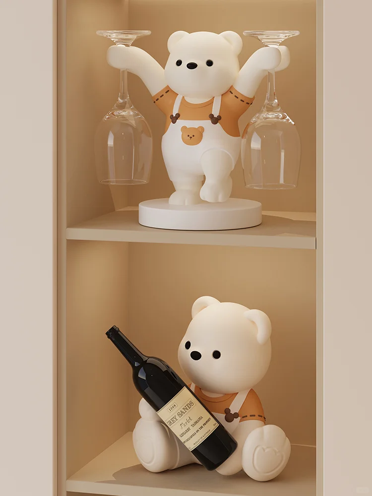 ?【奶油熊酒柜摆件｜治愈系家居】