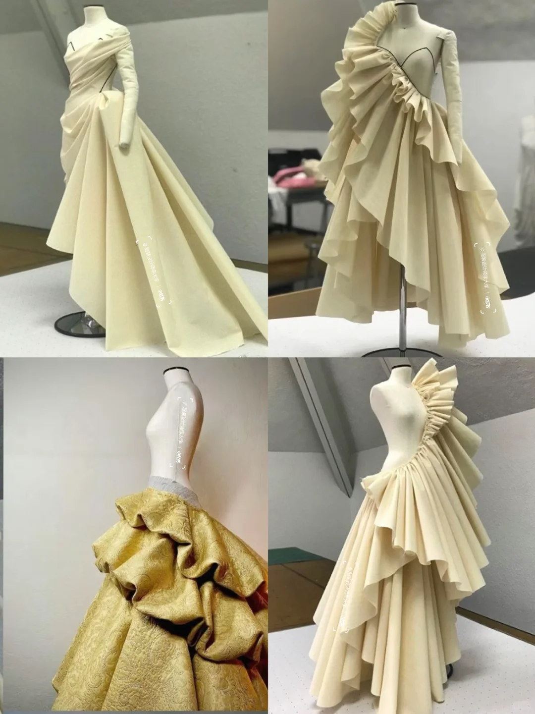 荷叶边和褶皱元素技法在白胚布上的完美呈现