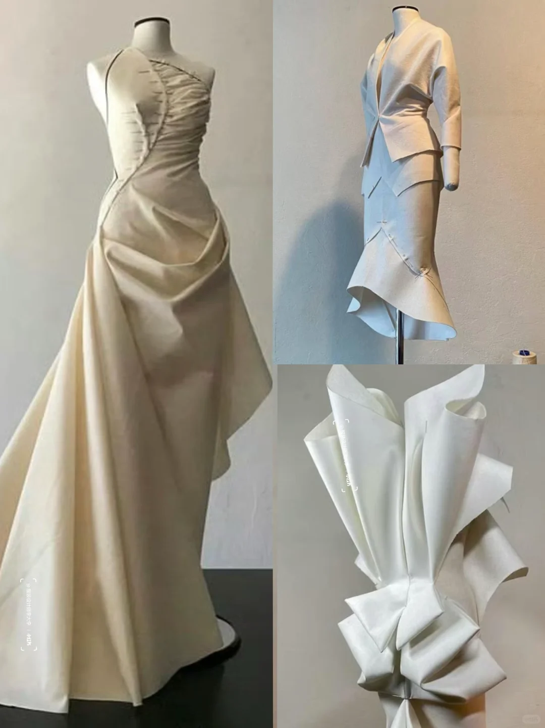 荷叶边和褶皱元素技法在白胚布上的完美呈现