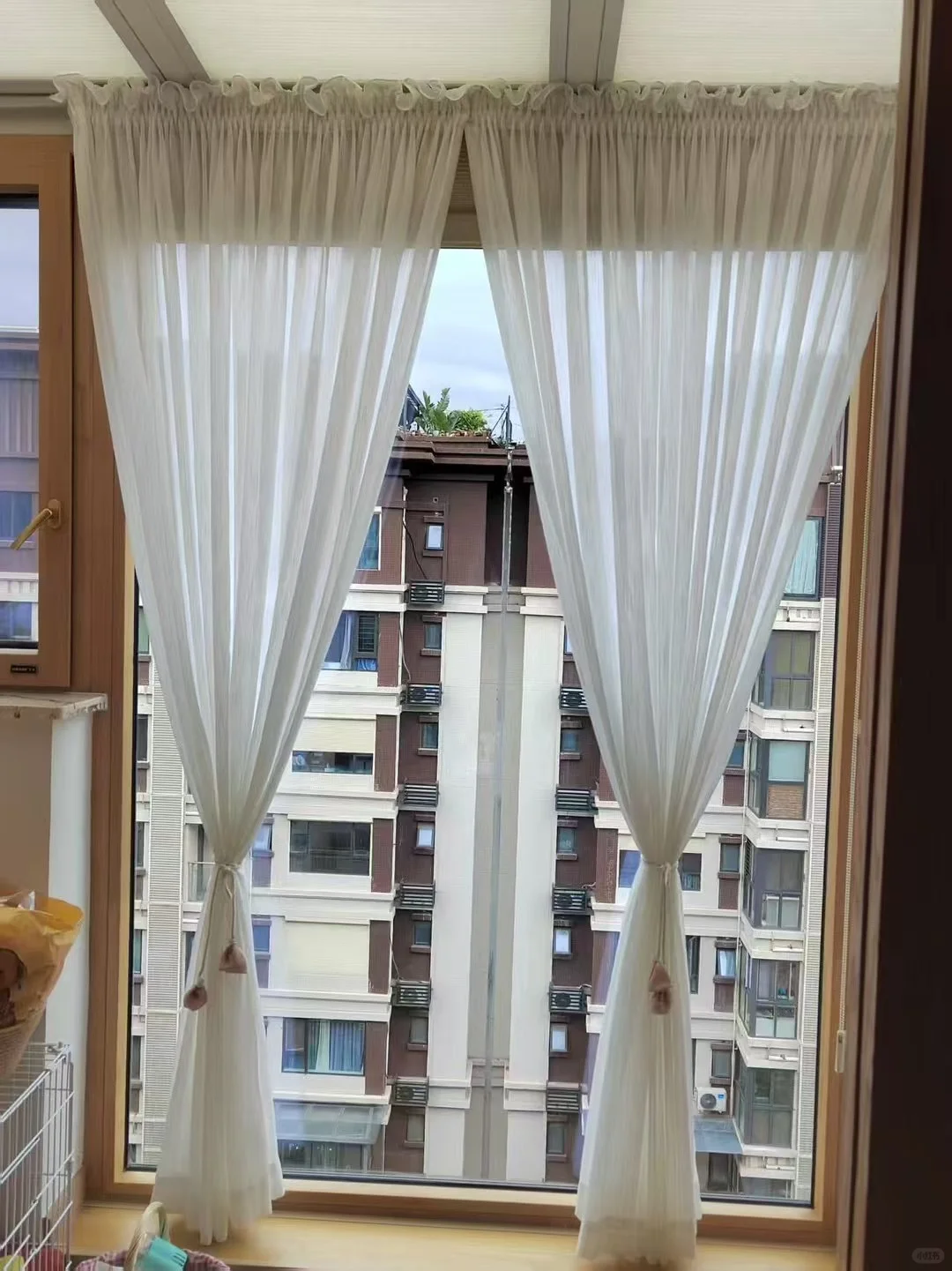 救命！原木风纱帘美到窒息！这抽绳褶皱绝了