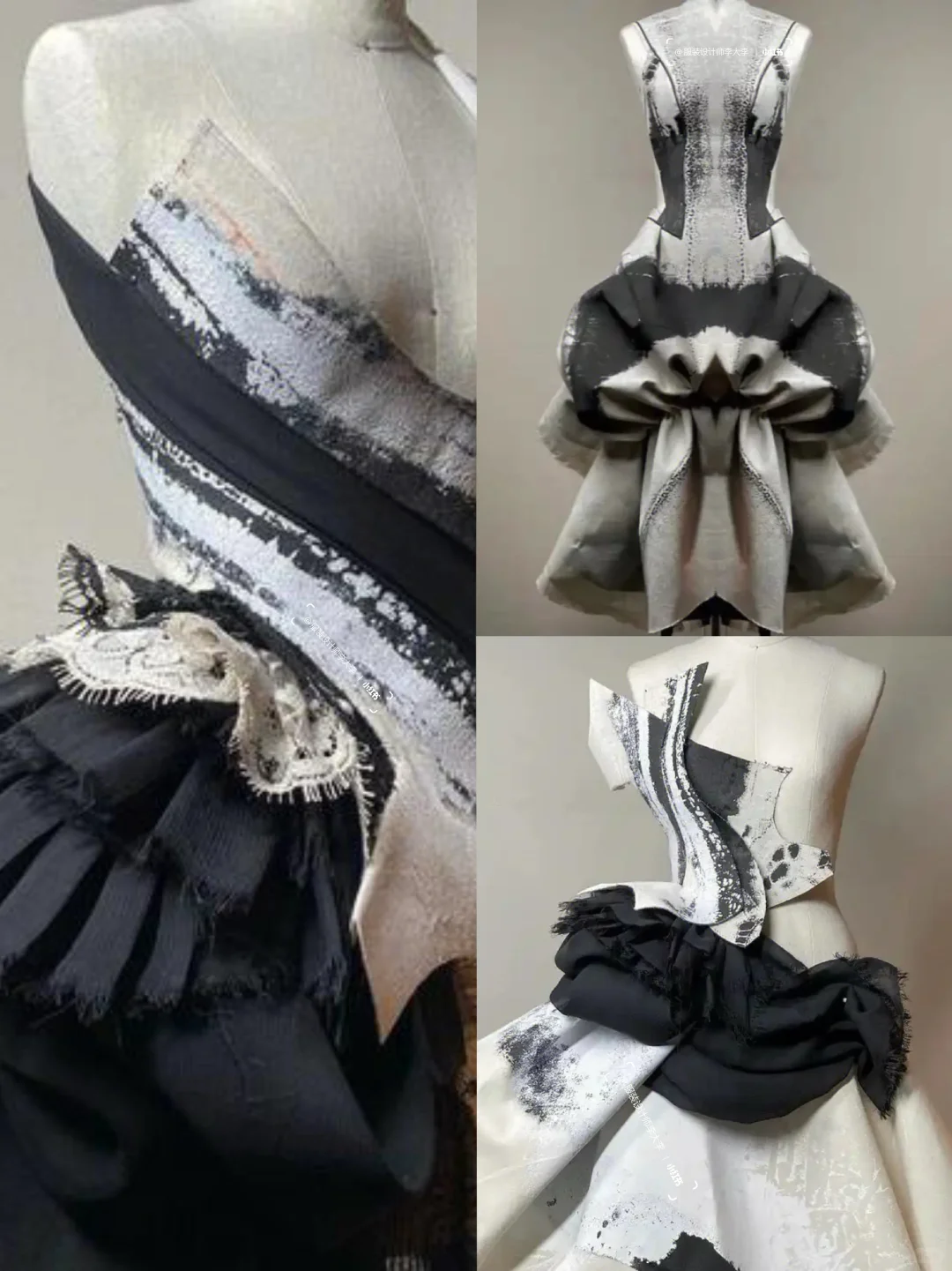 荷叶边和褶皱元素技法在白胚布上的完美呈现