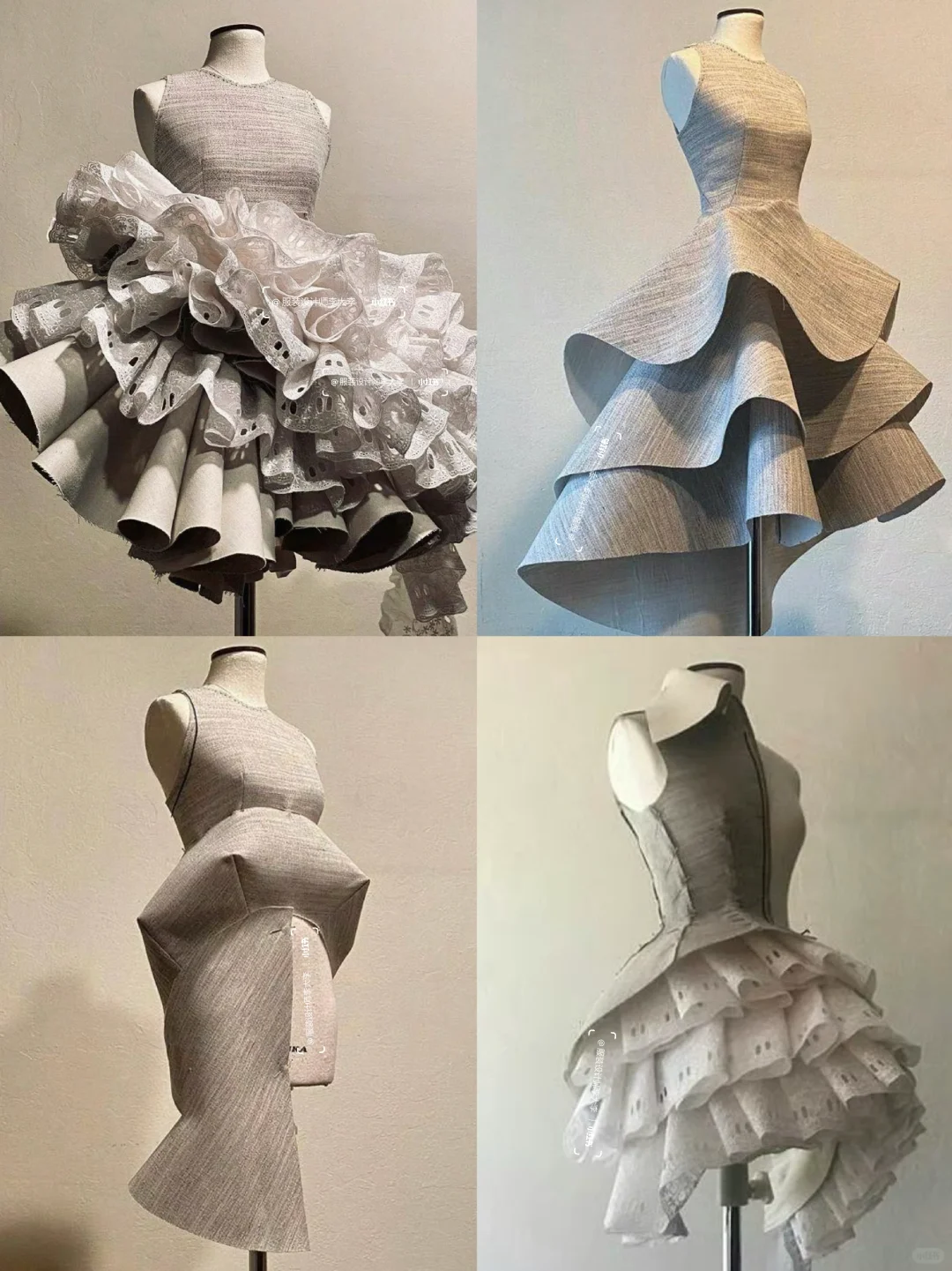 荷叶边和褶皱元素技法在白胚布上的完美呈现