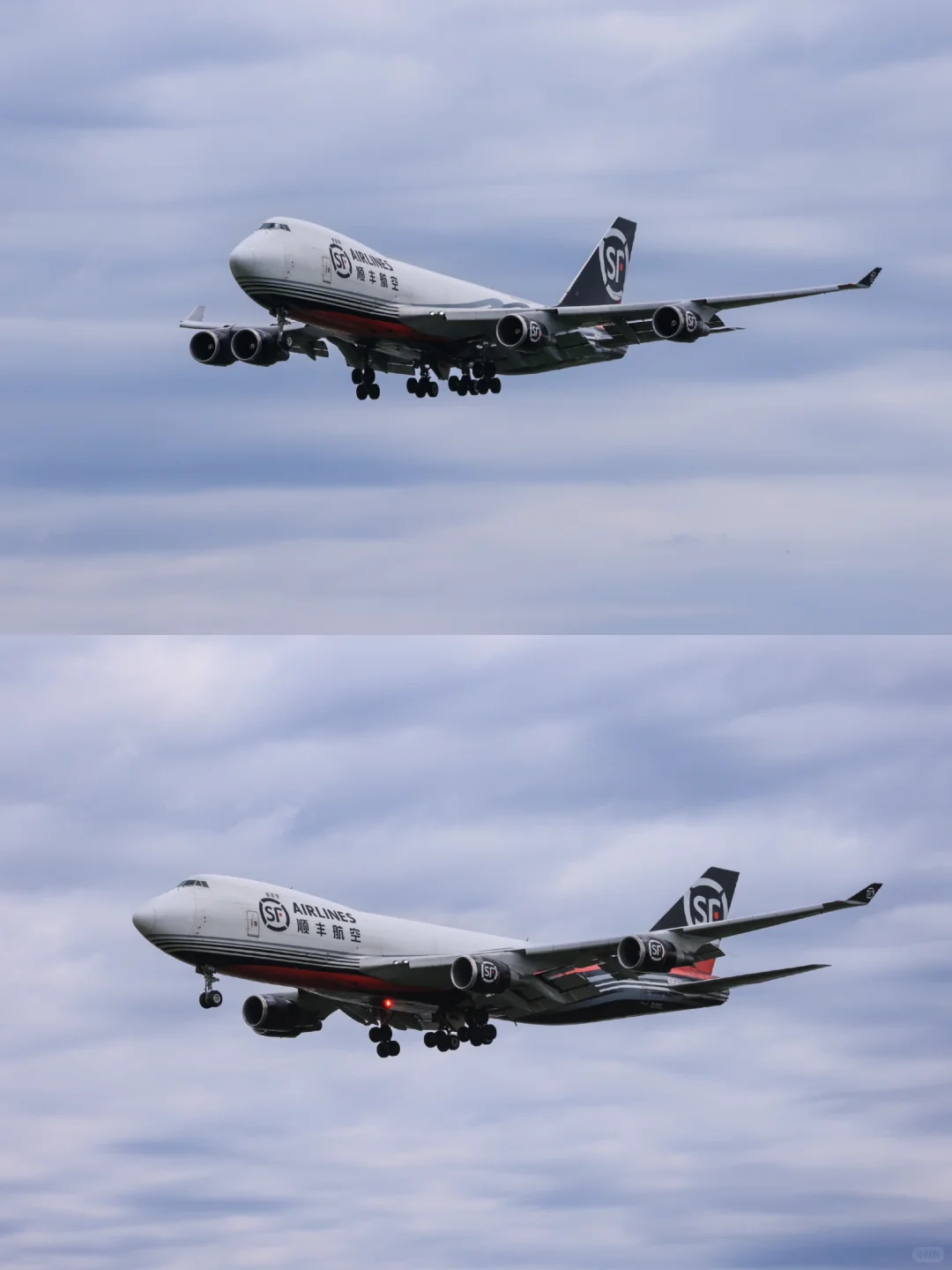 同一天的顺丰航空747和757，暴雨前后