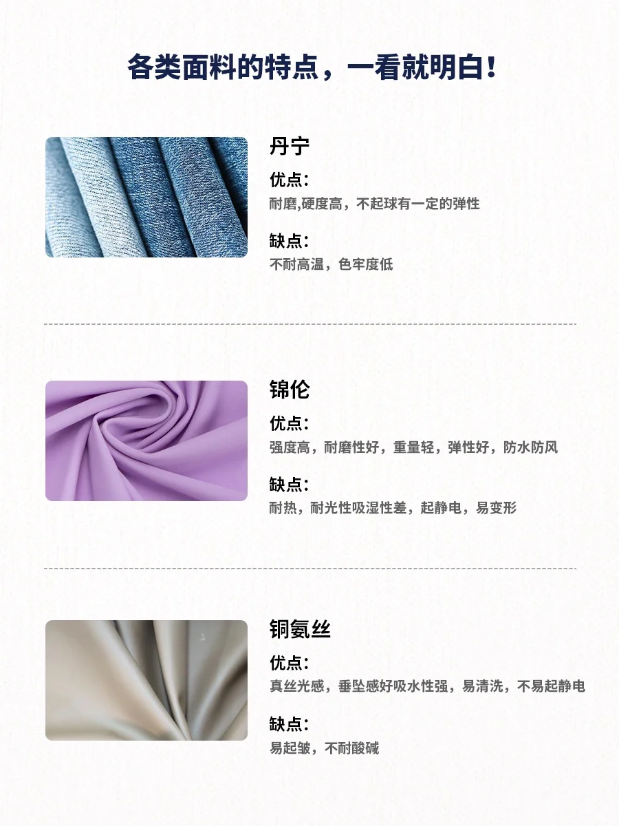 服装干货 ｜各种面料特点，一看就明白2?