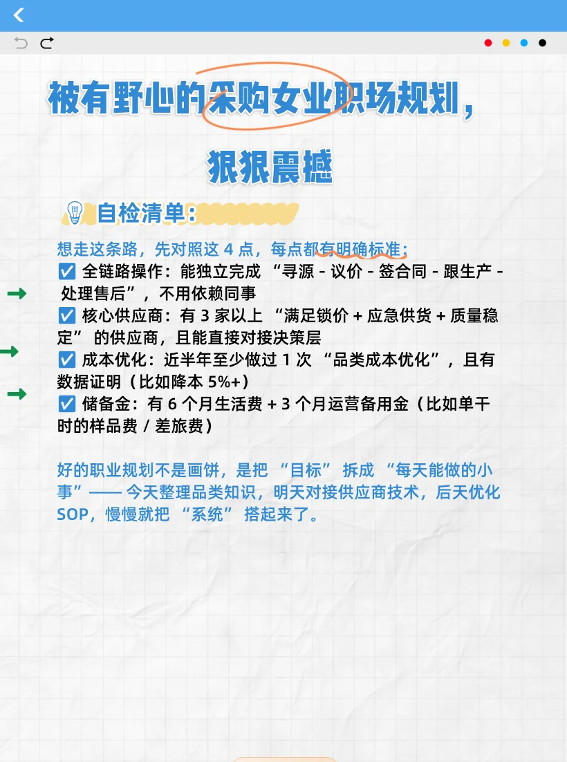 被有野心的采购女生的职业规划，狠狠震撼