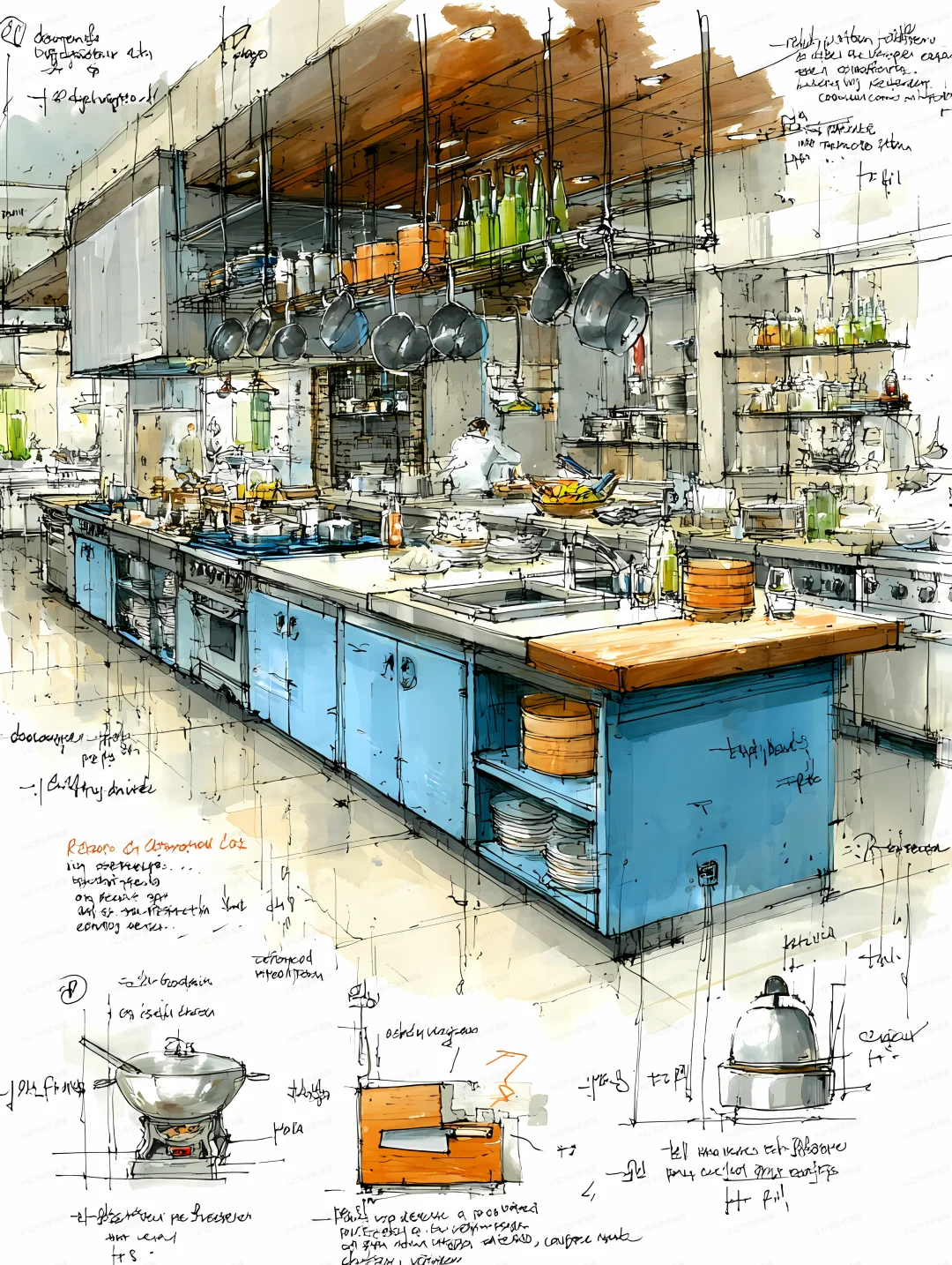 中餐厅中央厨房一角|提示词分享