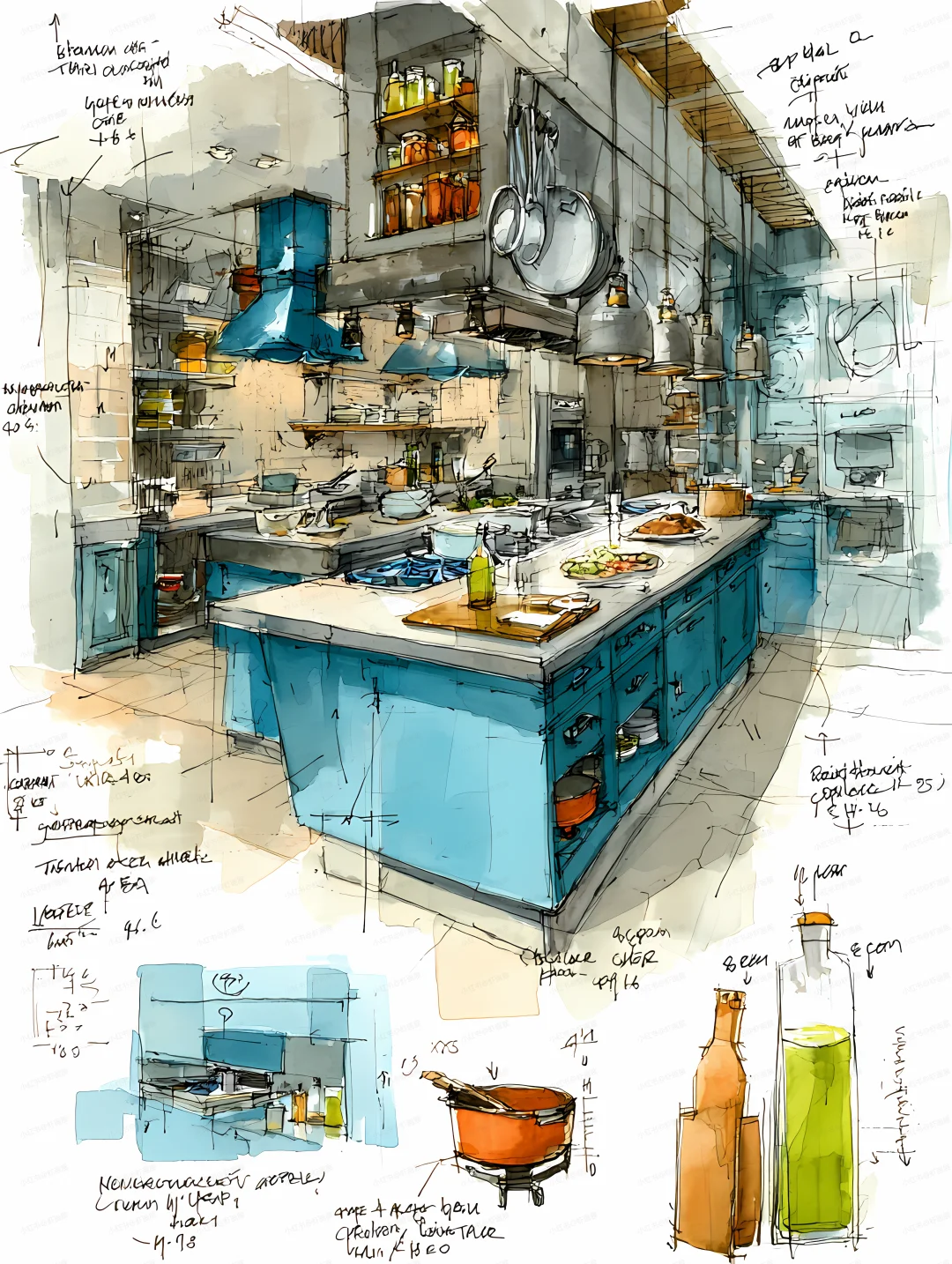 中餐厅中央厨房一角|提示词分享
