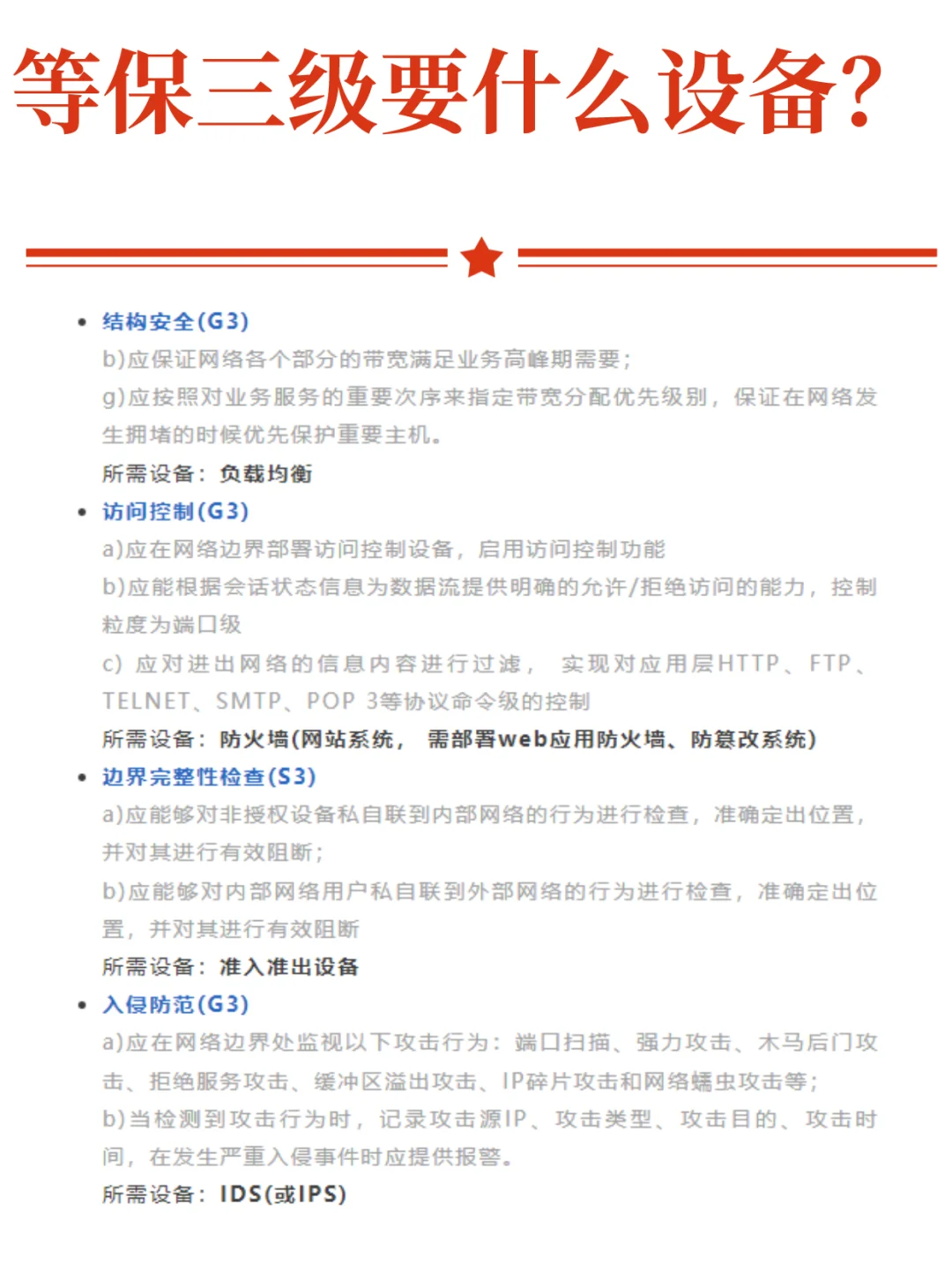 三级等保需要哪些安全设备？等保测评要求