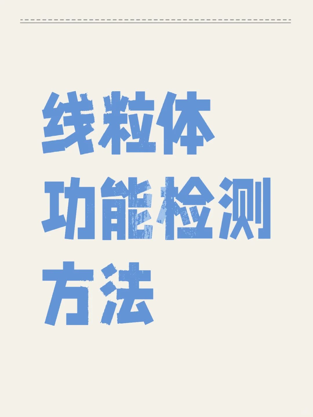 线粒体功能检测方法：