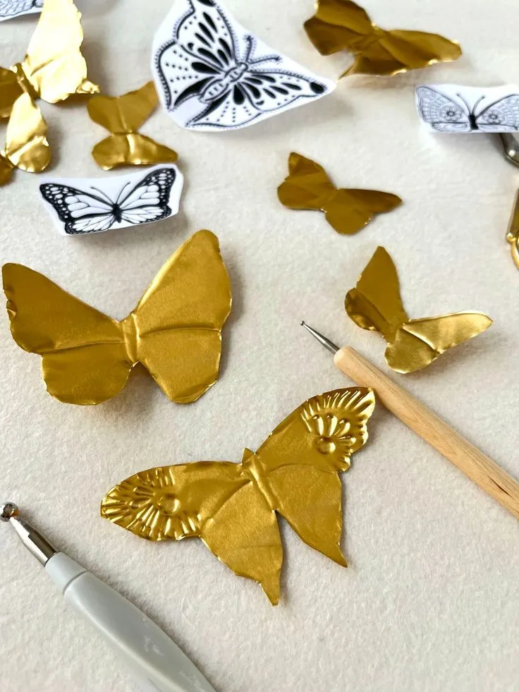 金色锡纸改造立体挂件装饰 简易DIY