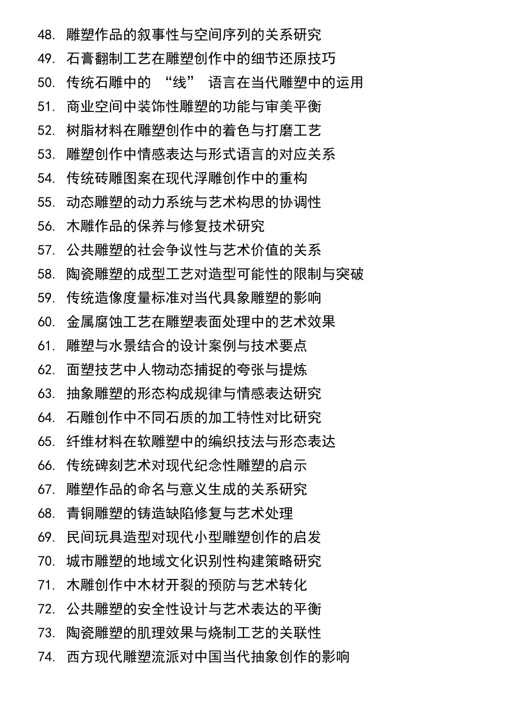 我导师给的雕塑专业毕业论文选题参考!