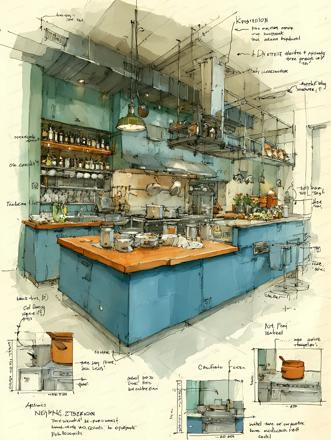 中餐厅中央厨房一角|提示词分享