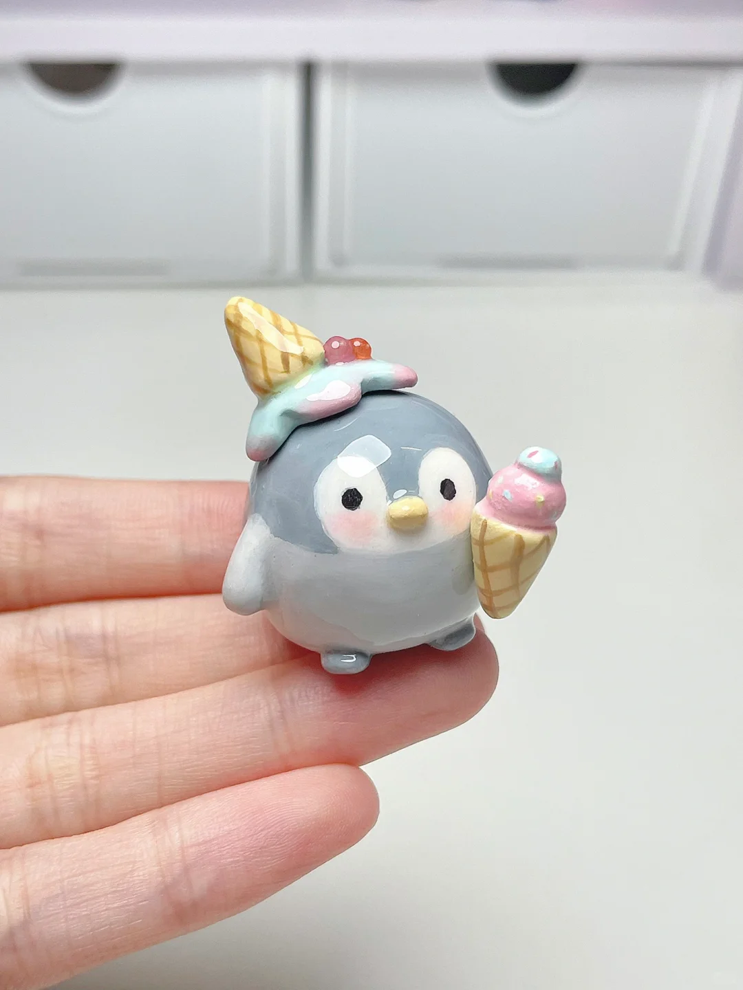 石塑粘土｜冰激凌小企鹅?