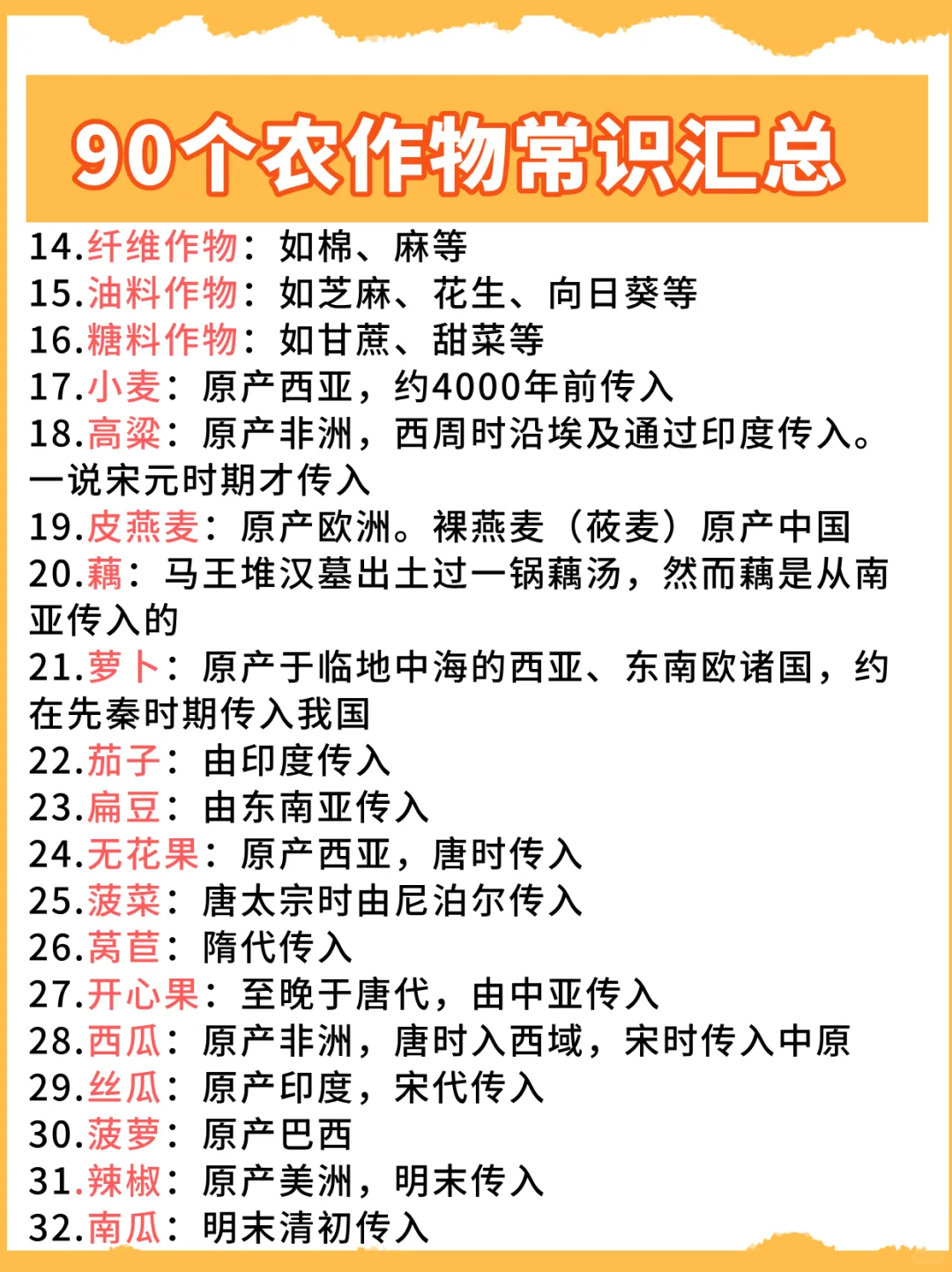 90个农作物常识汇总
