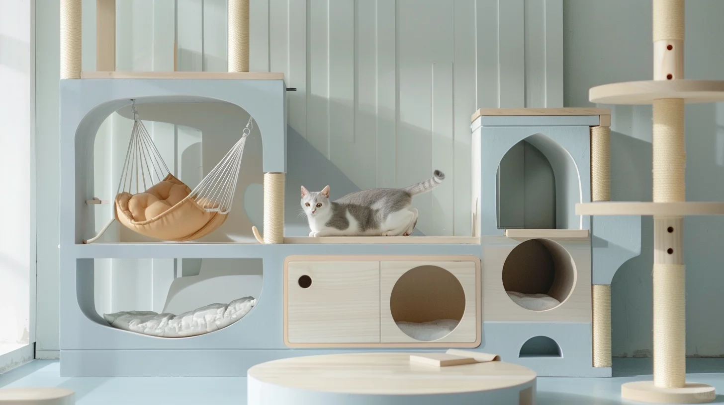 静谧浅蓝猫境｜东方极简宠物空间