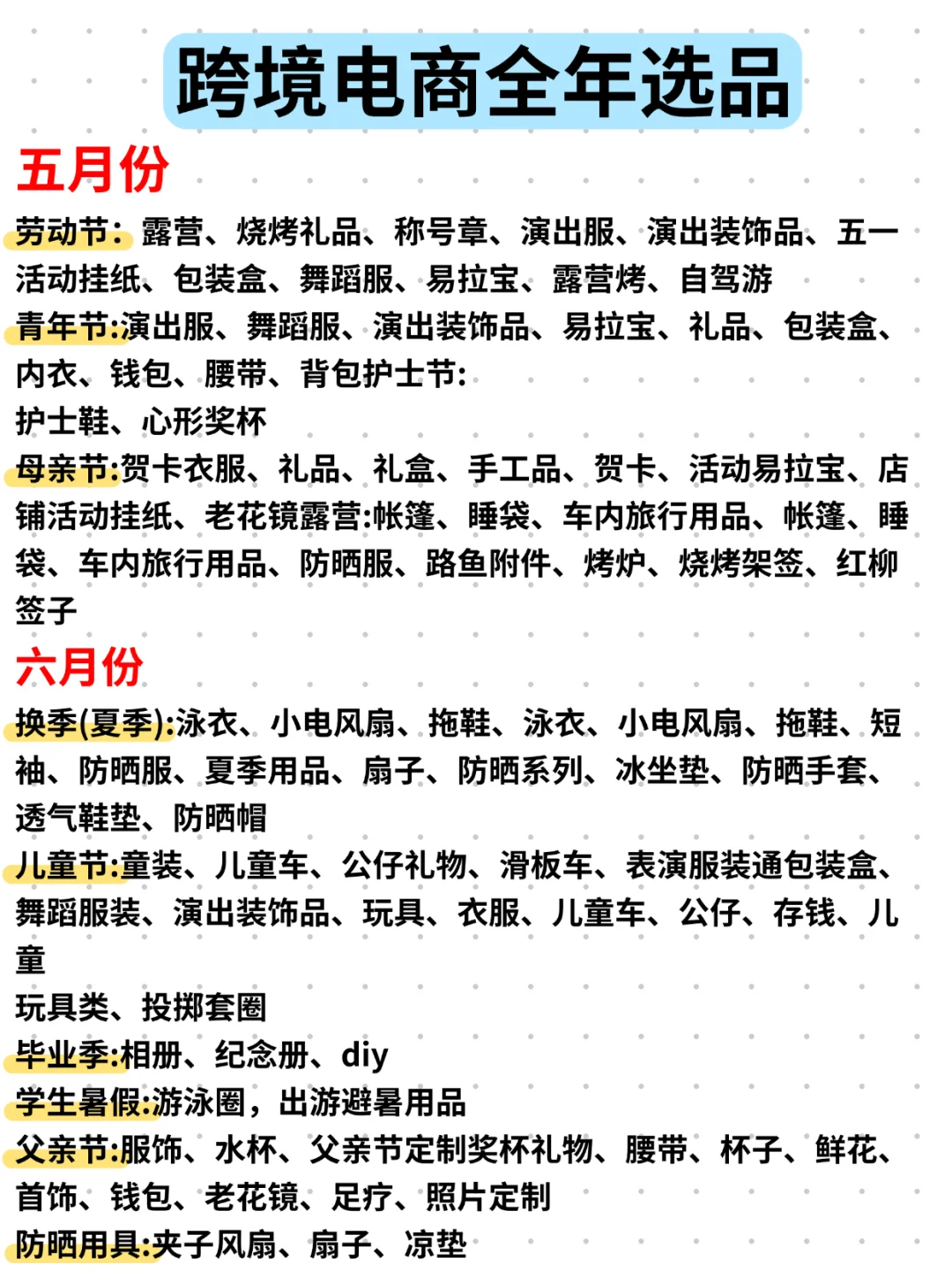 全年亚马逊选品来了！