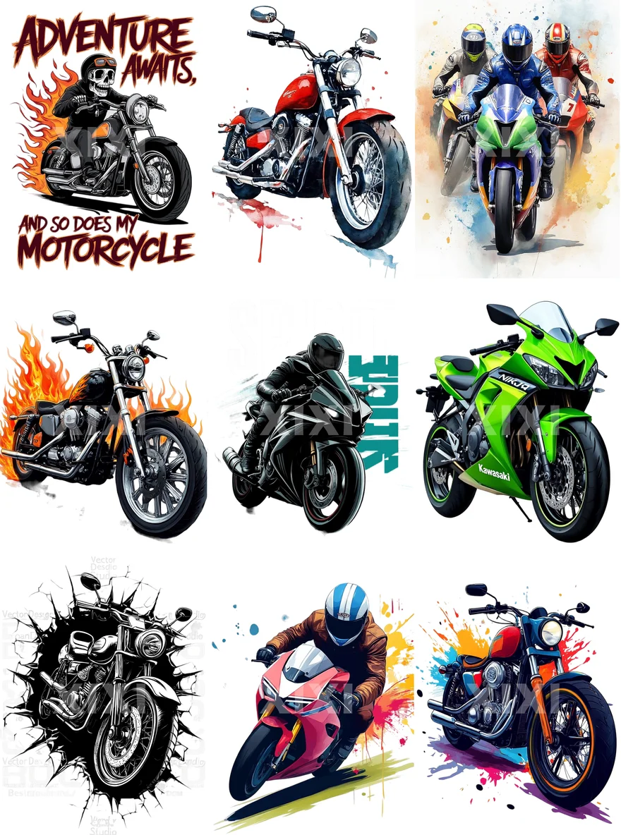 摩托车元素印花，硬核潮酷感拉满！