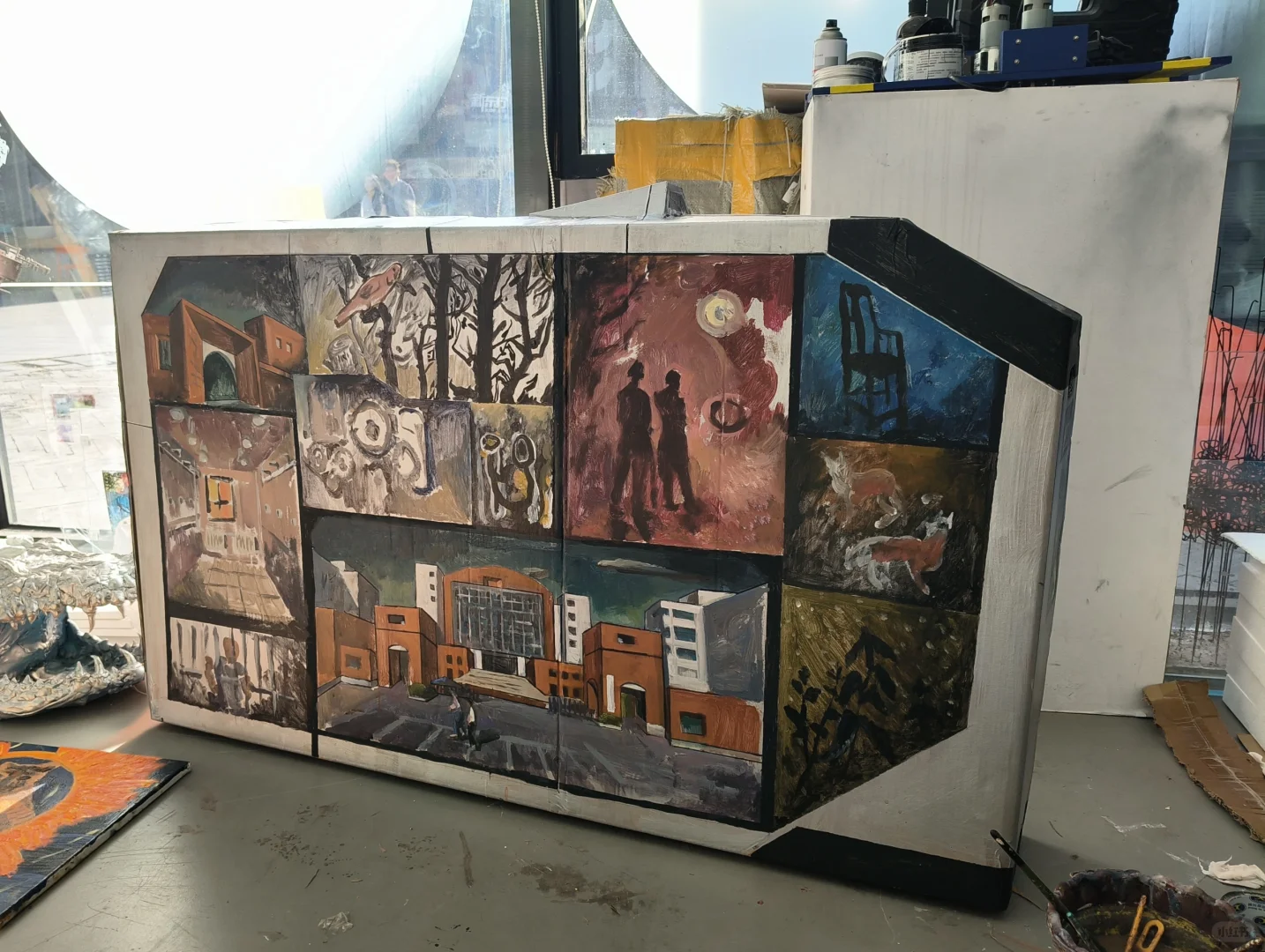 徒手制作安检闸机并在上面画画