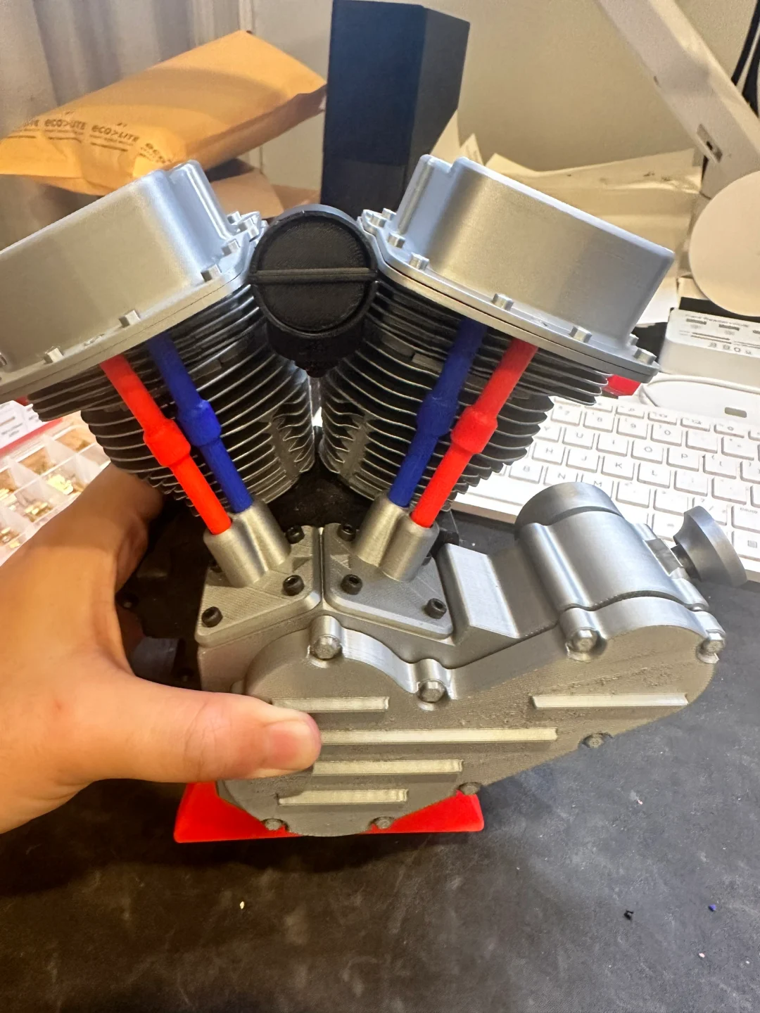 3D打印 - 摩托车双杠发动机