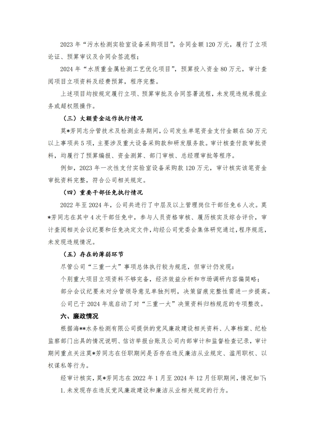 【审计报告模板-经济责任审计】-水务