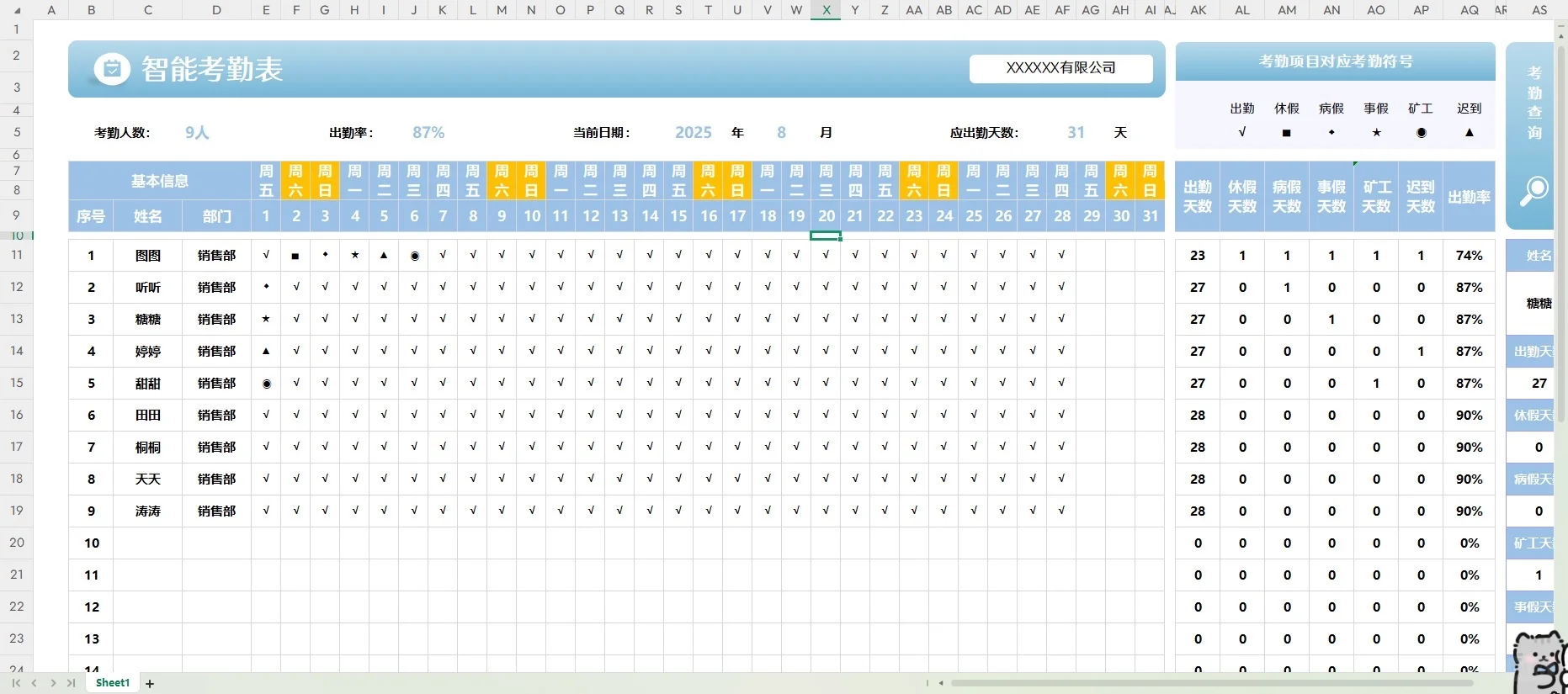 这种水平的考勤表才是人事该做的? [暗中观