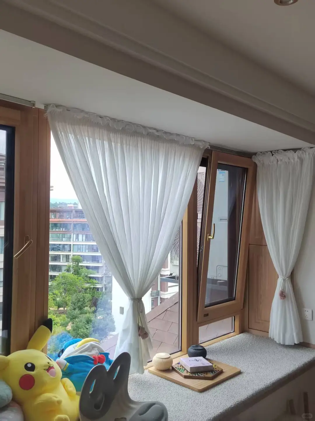 救命！原木风纱帘美到窒息！这抽绳褶皱绝了