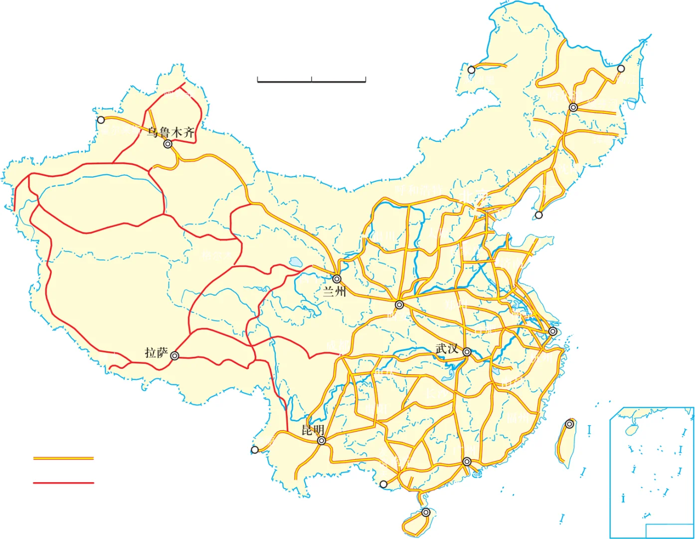 高清地图:铁路干线、水路运输、管道运输…