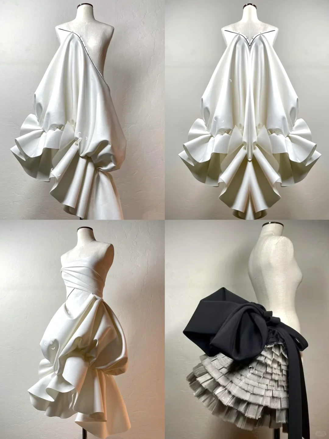 荷叶边和褶皱元素技法在白胚布上的完美呈现