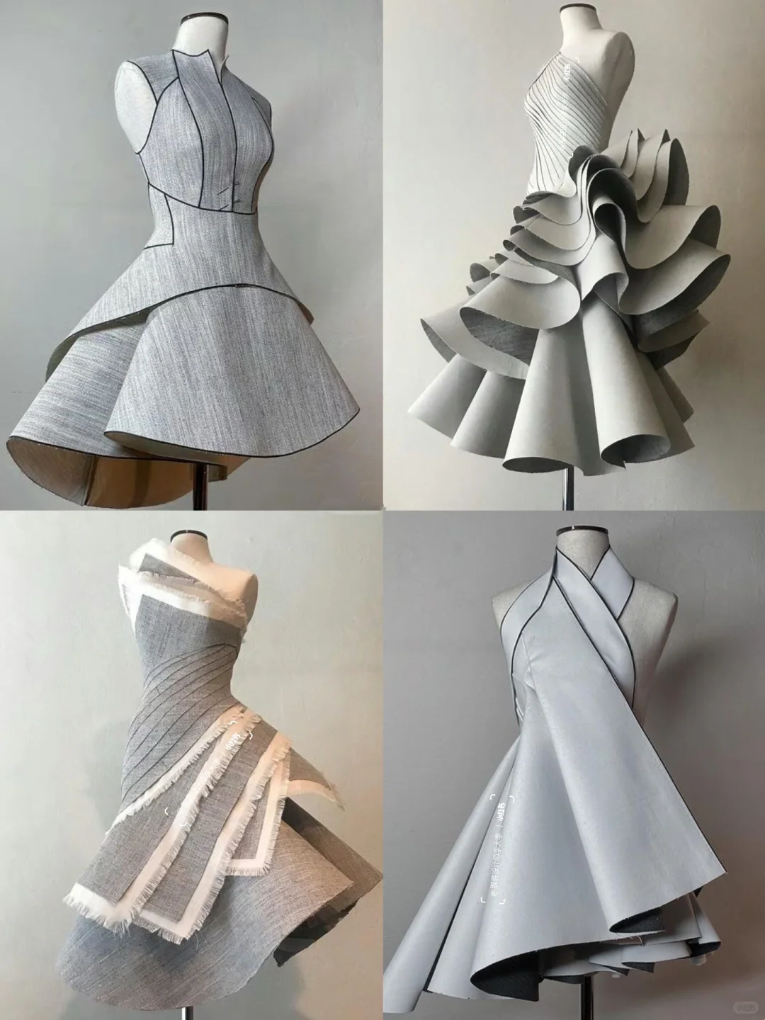 荷叶边和褶皱元素技法在白胚布上的完美呈现