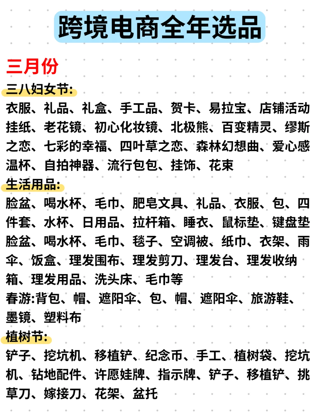 全年亚马逊选品来了！