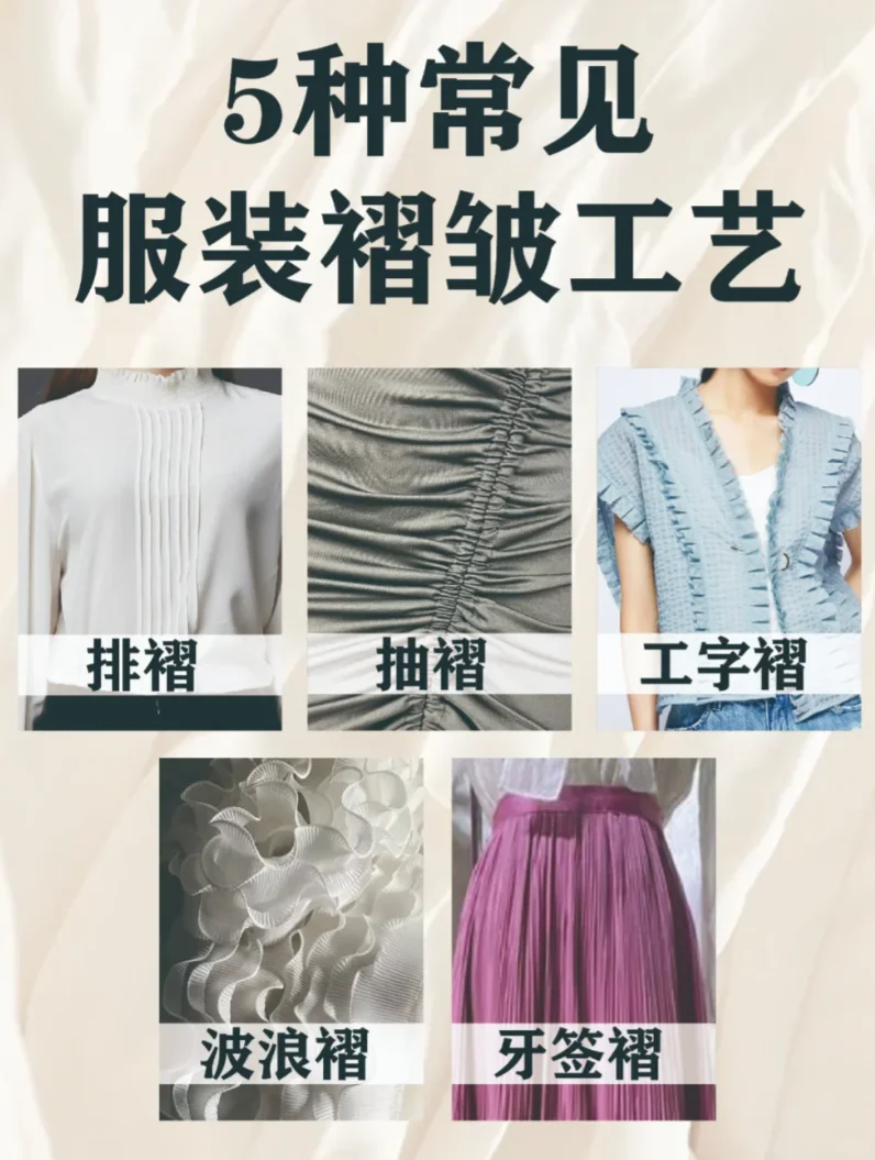 服装人知识学习——5种常见褶皱工艺