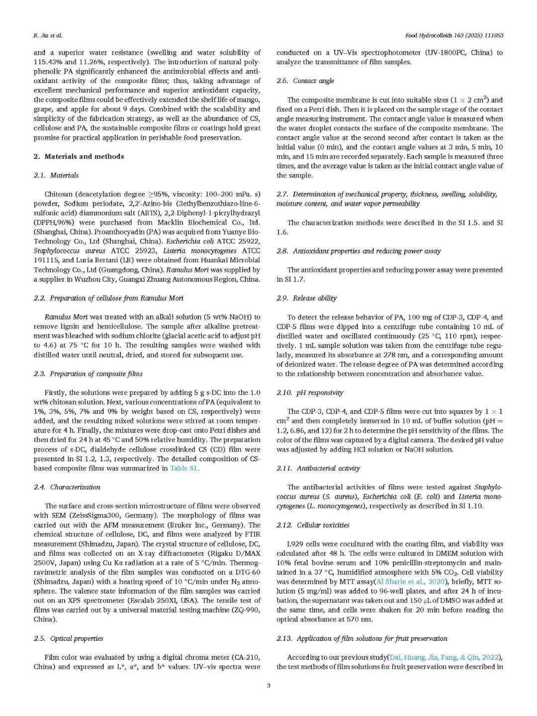 壳聚糖×二醛纤维素×原花青素:变色保鲜膜