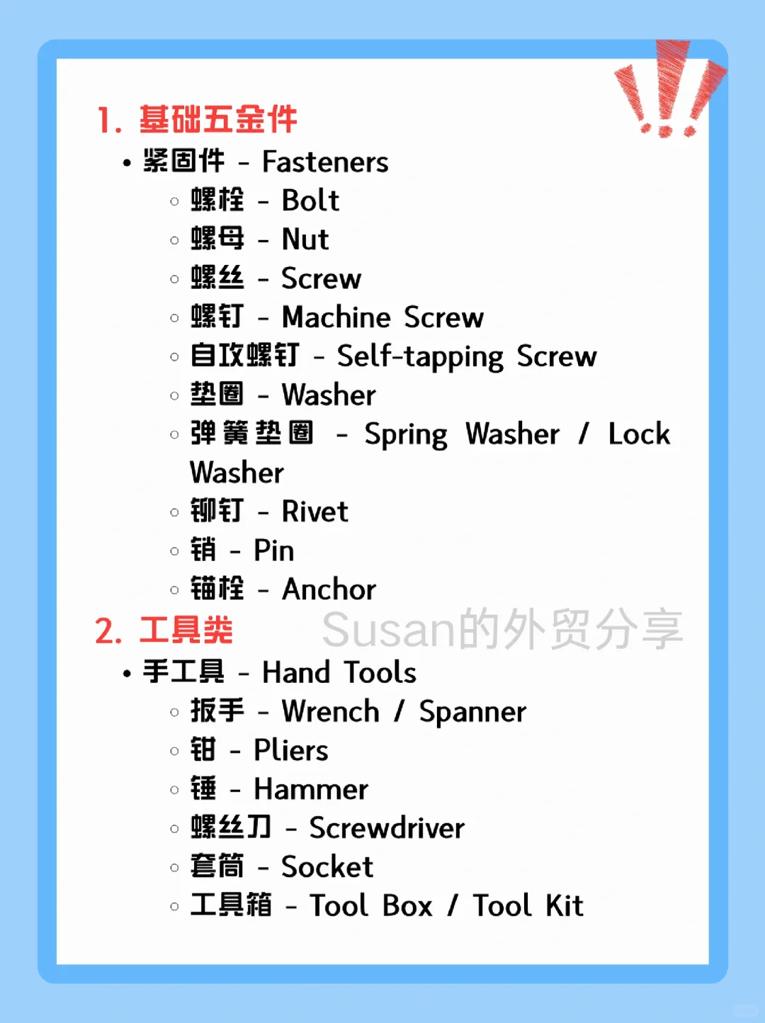 外贸基础五金术语