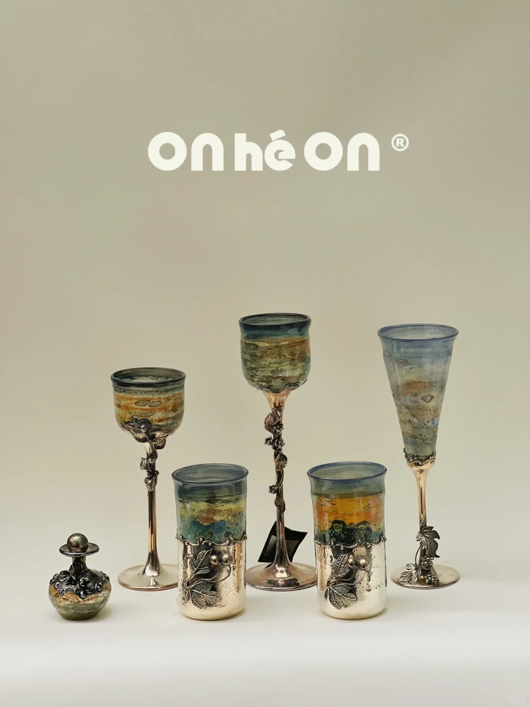 onhéon｜玻璃与银制结合的稀有杯子一组