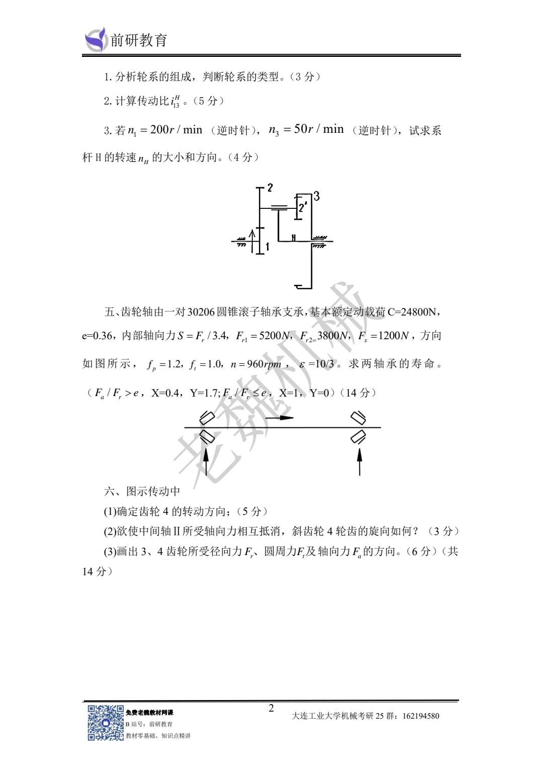 大连工业大学机械考研24真题分享