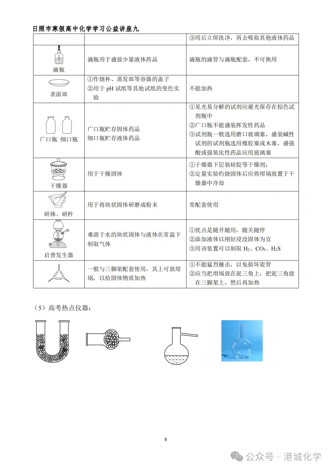 高中化学实验仪器装置介绍大全