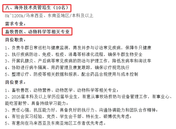 ［现代牧业集团］畜牧 动科 动医 资环等