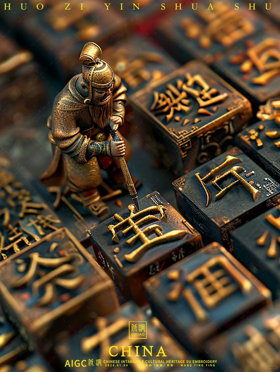 AI雕刻活字印刷