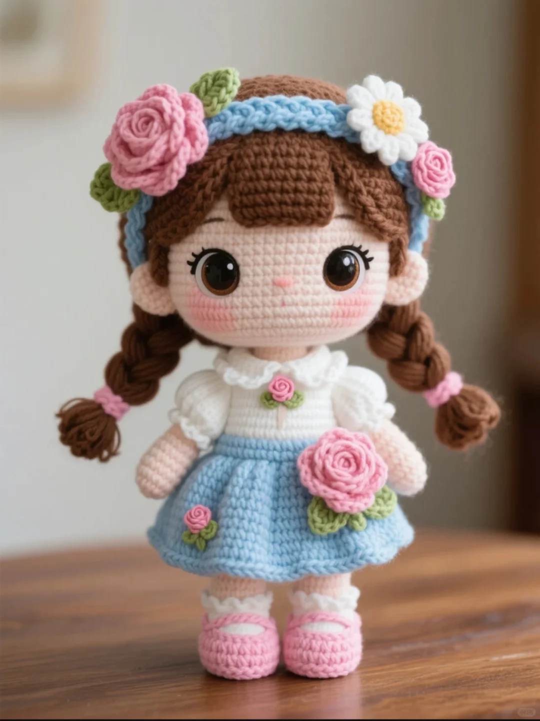 可爱又简单的钩织玩偶小女孩
