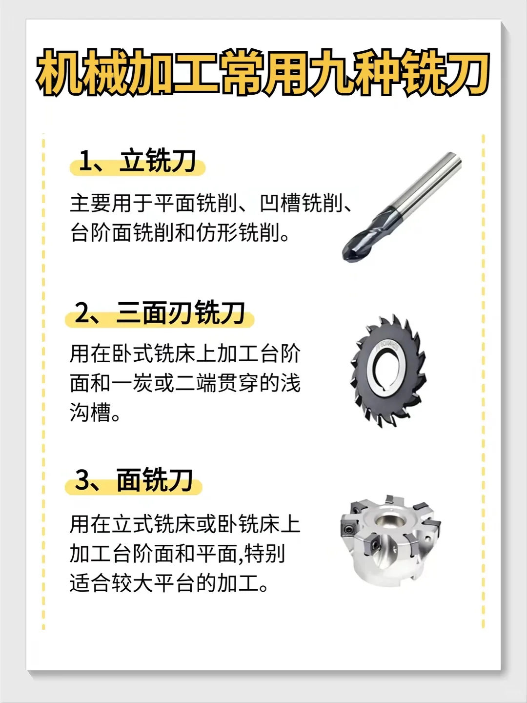 机械人必备！机械设计加工常用九种铣刀