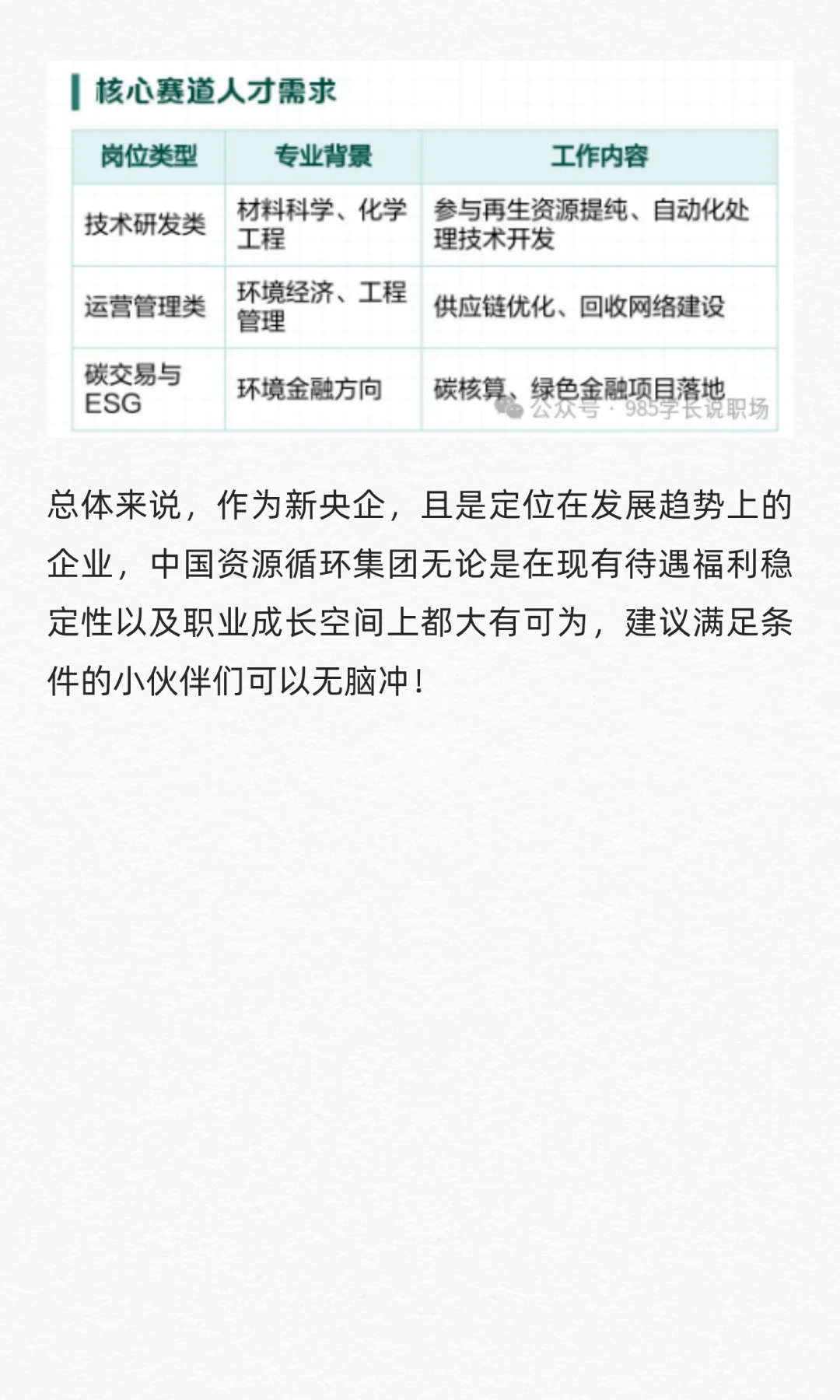 中国资源循环集团职场解析：当下和未来都要