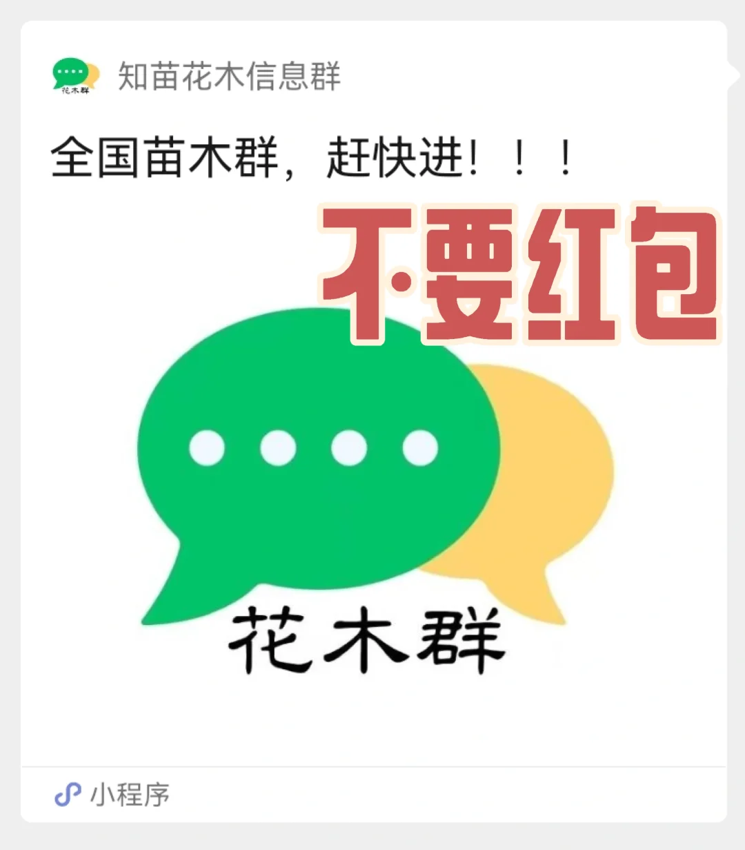进苗木群，不要红包