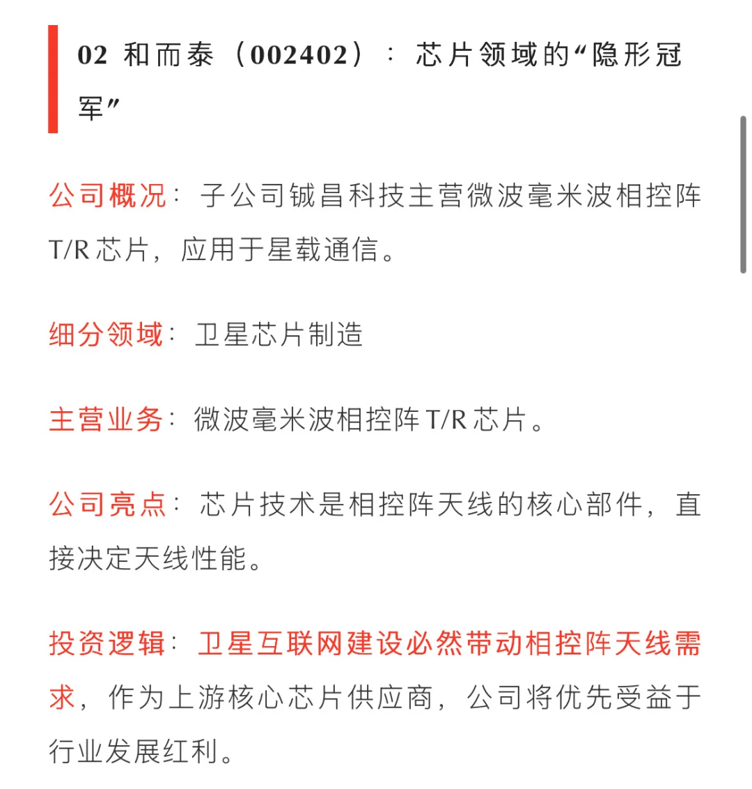 卫星通信十大核心企业