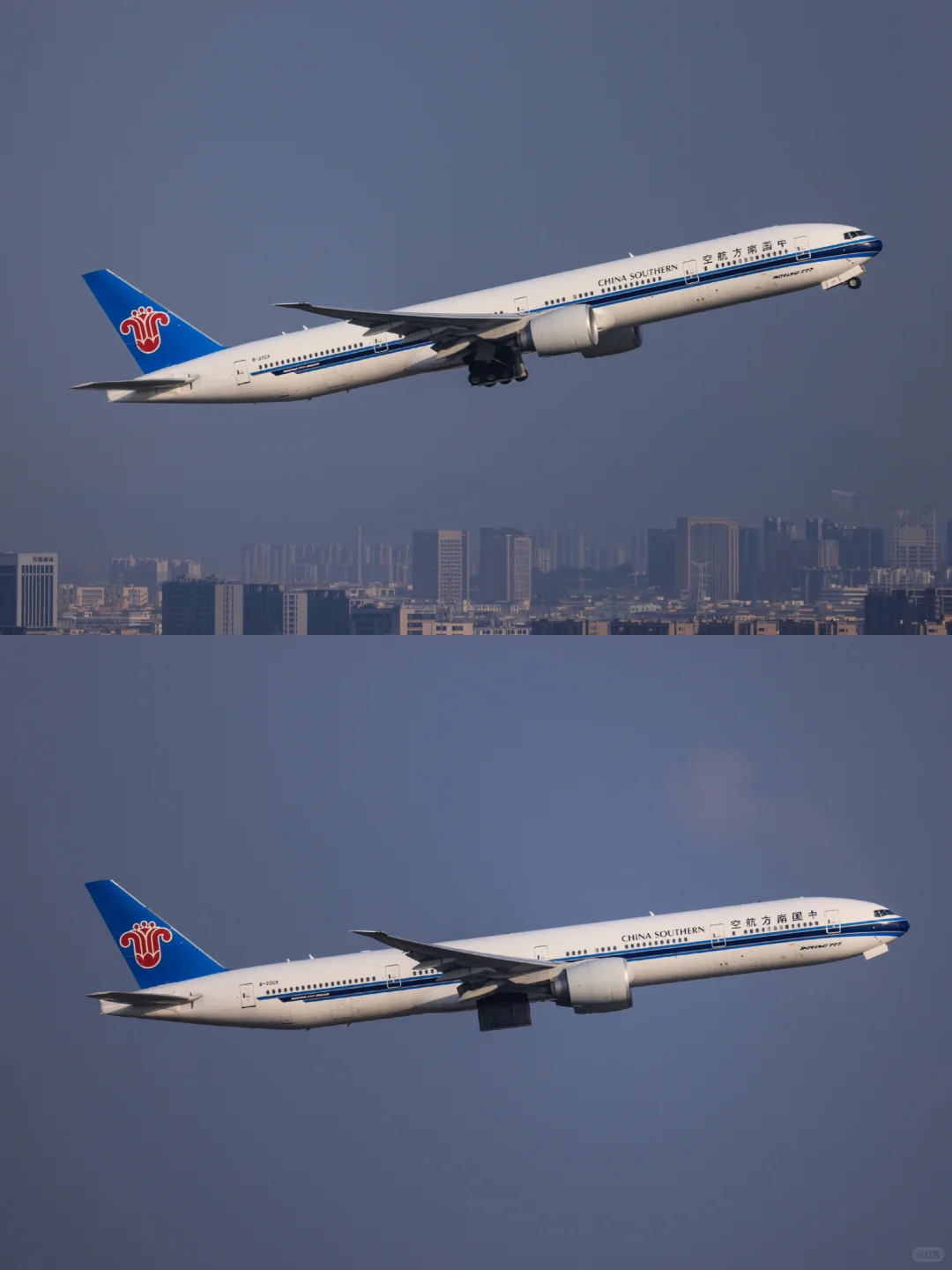 两架南航波音宽体HGH的24跑道起飞