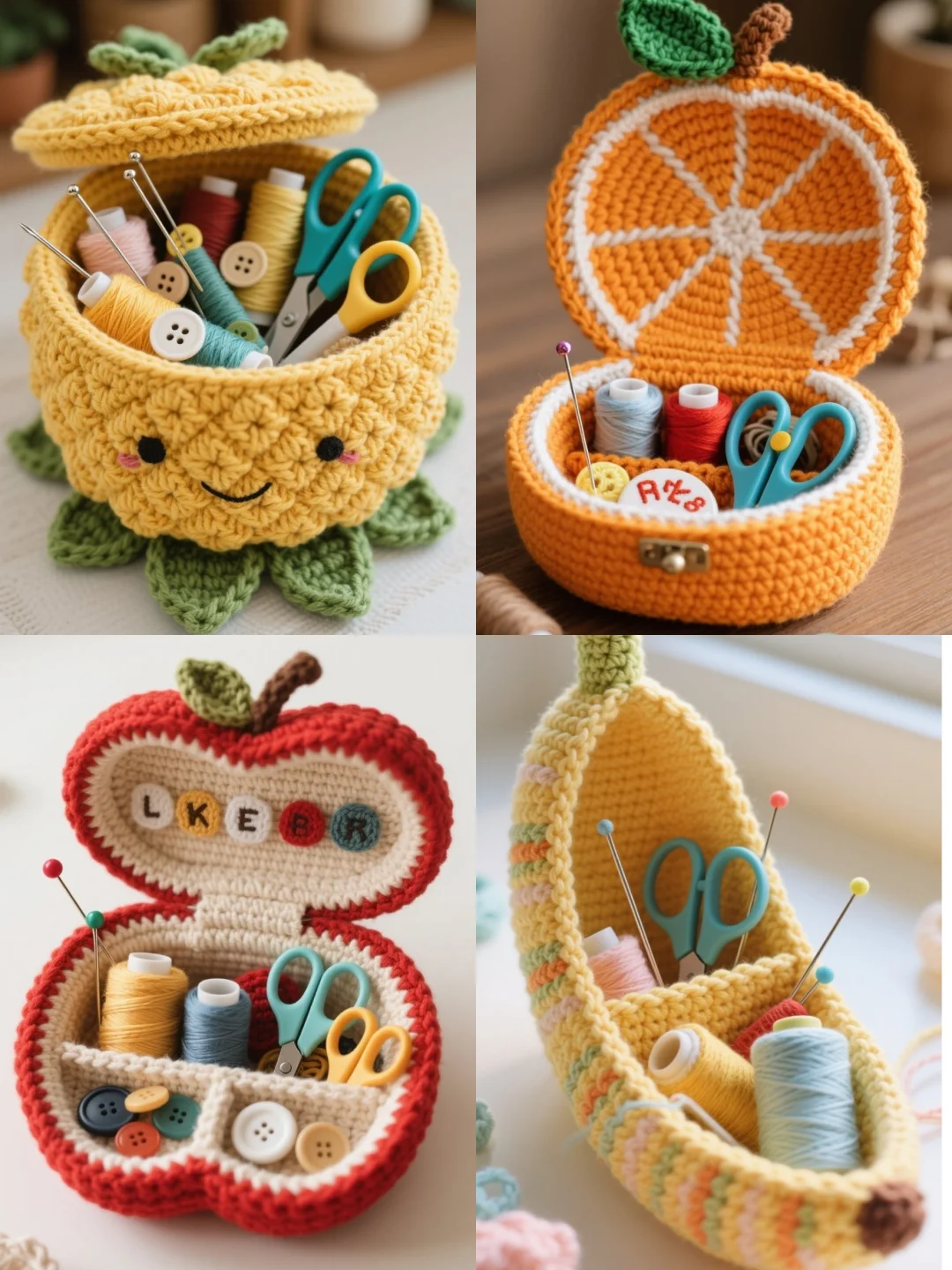 每天一个钩织设计~钩织水果收纳盒