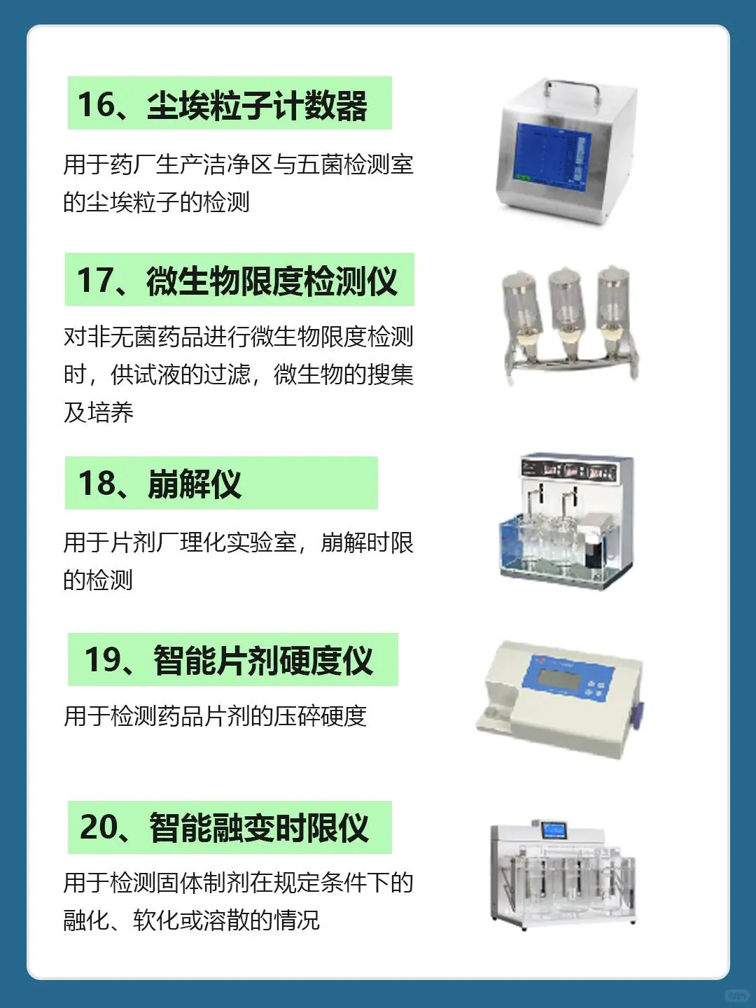 药品检测常用的实验室仪器清单