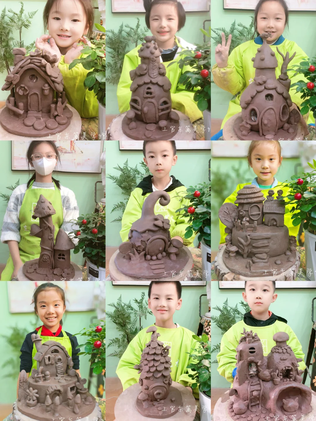 儿童陶艺 | 原创陶艺雕塑房屋系列 全部空心