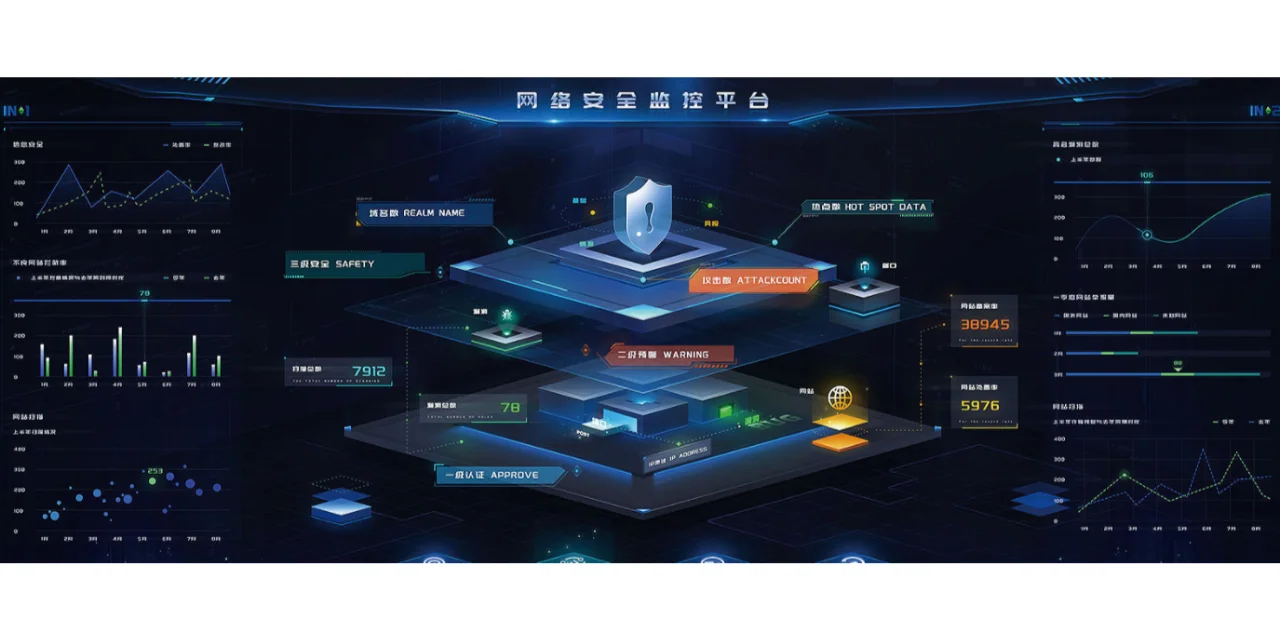 网络安全和信息监控的大屏界面设计，