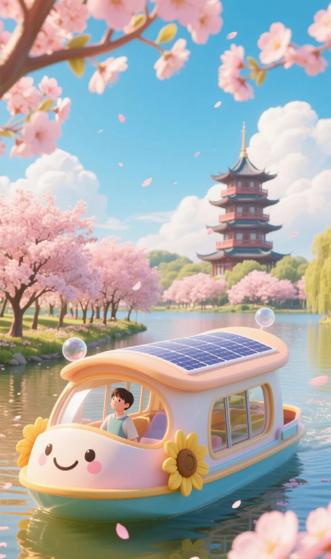 柔性曲面光伏+电动观光游船