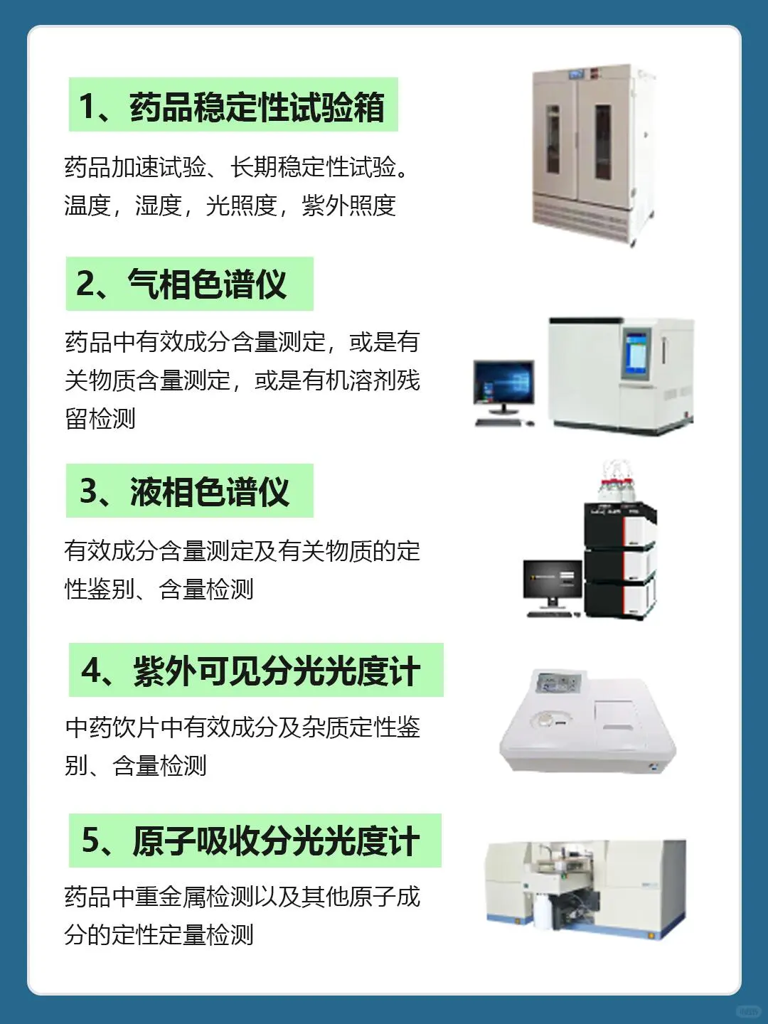 药品检测常用的实验室仪器清单